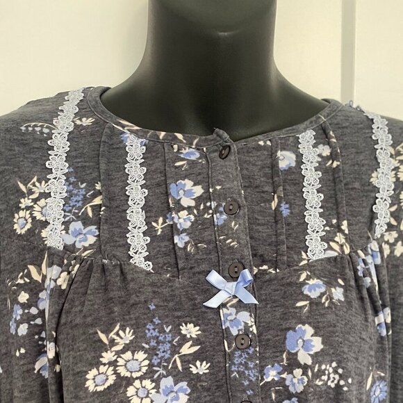 Carisma Flower‎ Floral Print Pajama PJ Dress Midi Length Nightgown Size Small - Picture 3 of 8